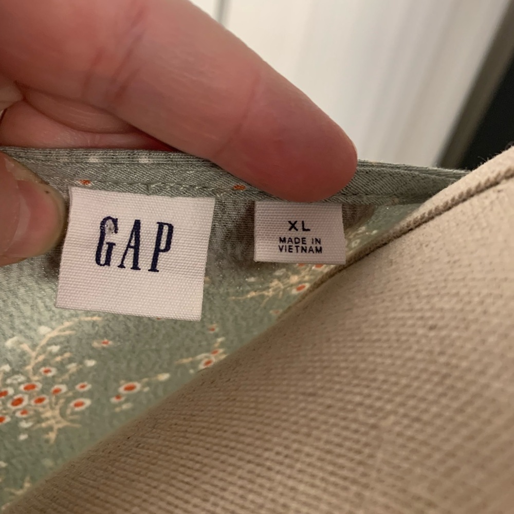GAP Sage Green Floral Midi Dress with Cream Flowers - Picture 5 of 5